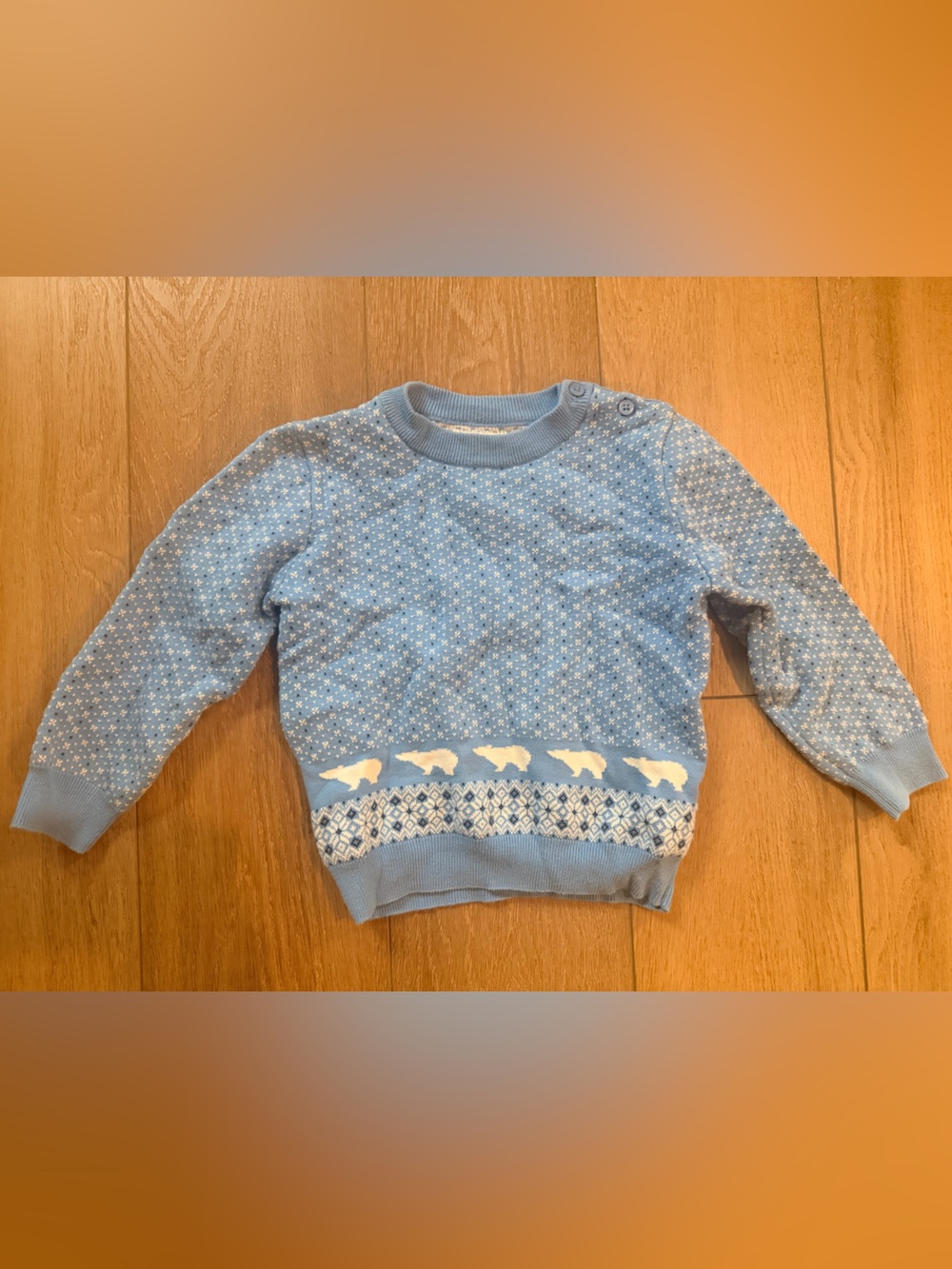 Rachel Riley Light Blue Fair Isle Polar Bear Intarsia Knit Sweater